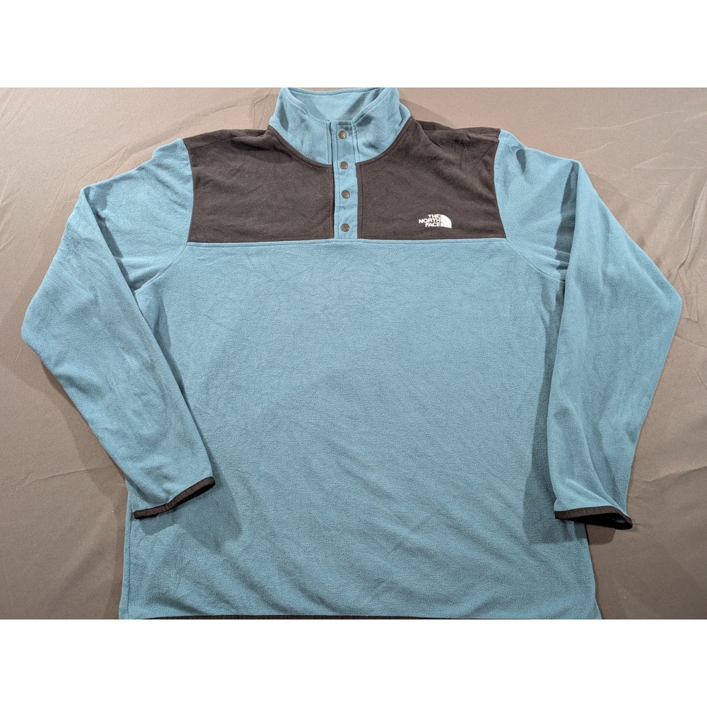 The North Face TKA Glacier Snap Fleece Pullover Blue Grey Mens XL NF0A4AJDSF7